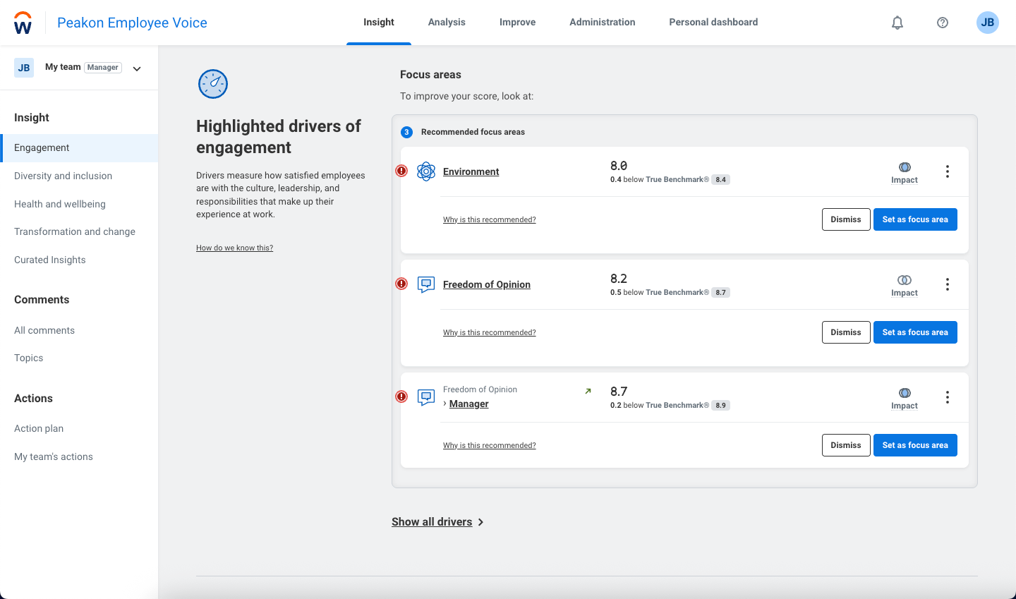 screenshot of Workday Peakon Employee Voice